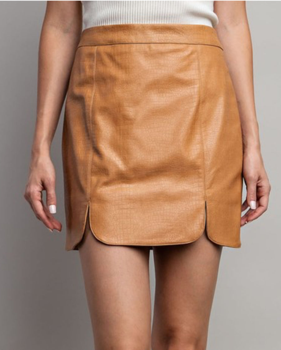 Devonay Leather Mini Skirt