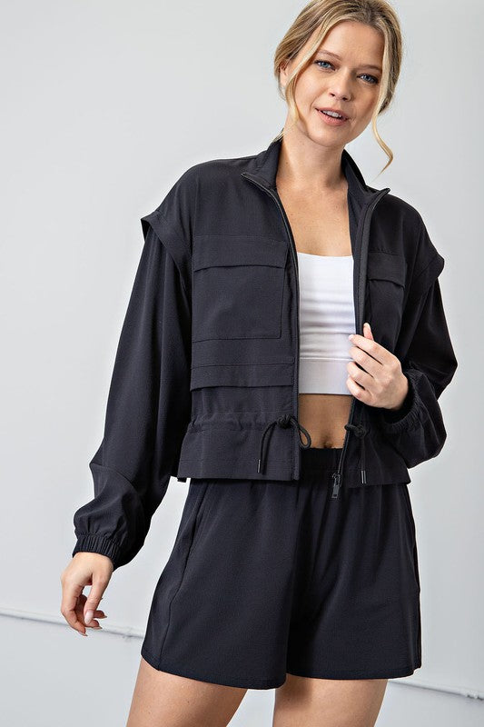 Leslie Crinkle Athleisure Wear Jacket