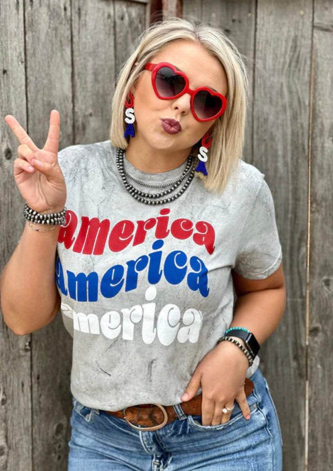 America 3 Color Retro Tee