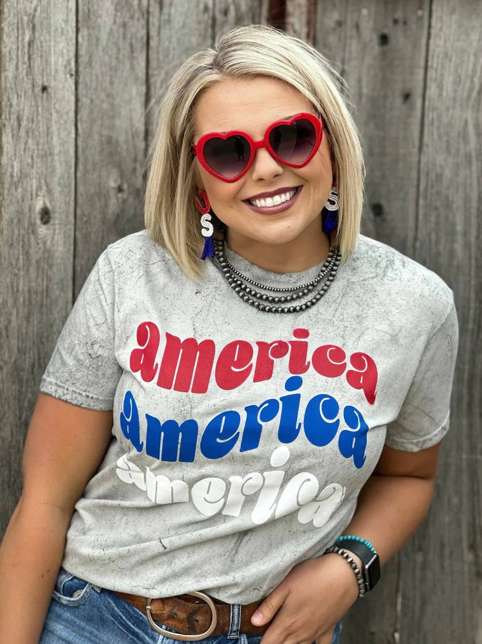 America 3 Color Retro Tee